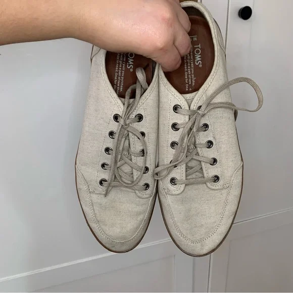Men’s Toms Natural Oxford Canvas Sneakers Gum Sole Size 11.5 - Picture 4 of 10